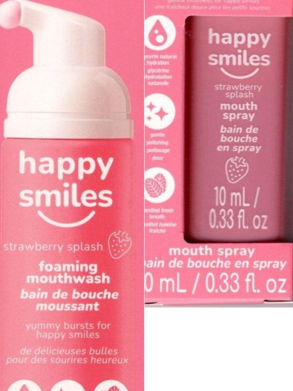 Happy Smiles Happy Smiles Strawberry Splash Foaming Mouthwash & MoutCare Kit, 2.